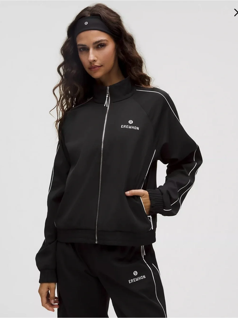 NWT Lululemon x Erewhon Brentwood Track Jacket & High-Rise Pant Set Black Size S